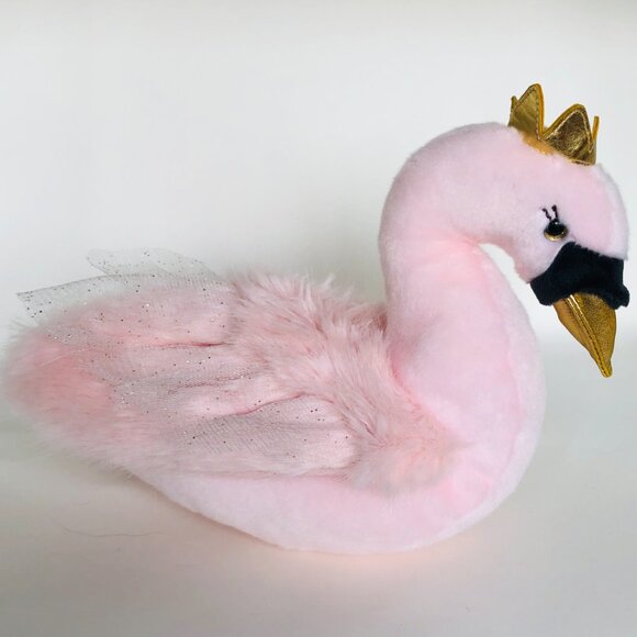New w/Tag Douglas Plush Pink Swan Kimora w/Golden Crown Stuffed Animal 10" - Picture 3 of 15